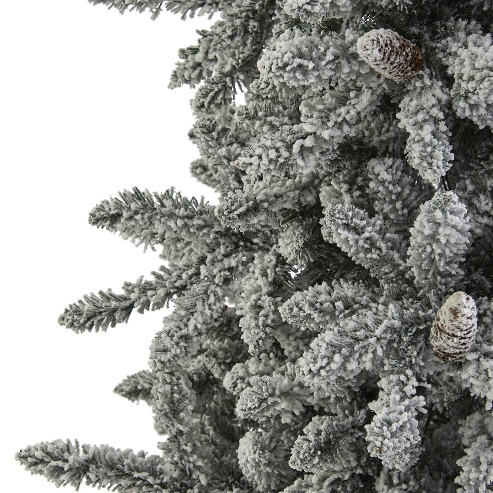 7.5ft. Flocked Livingston Fir Artificial Christmas Tree with Pine Cones and 500 Clear Warm LED Lights. Picture 5