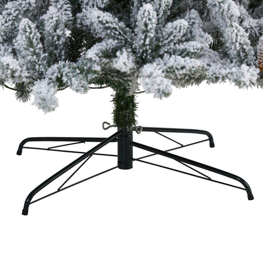 9ft. Flocked Livingston Fir Artificial Christmas Tree with Pine Cones and 650 Clear Warm LED Lights. Picture 4