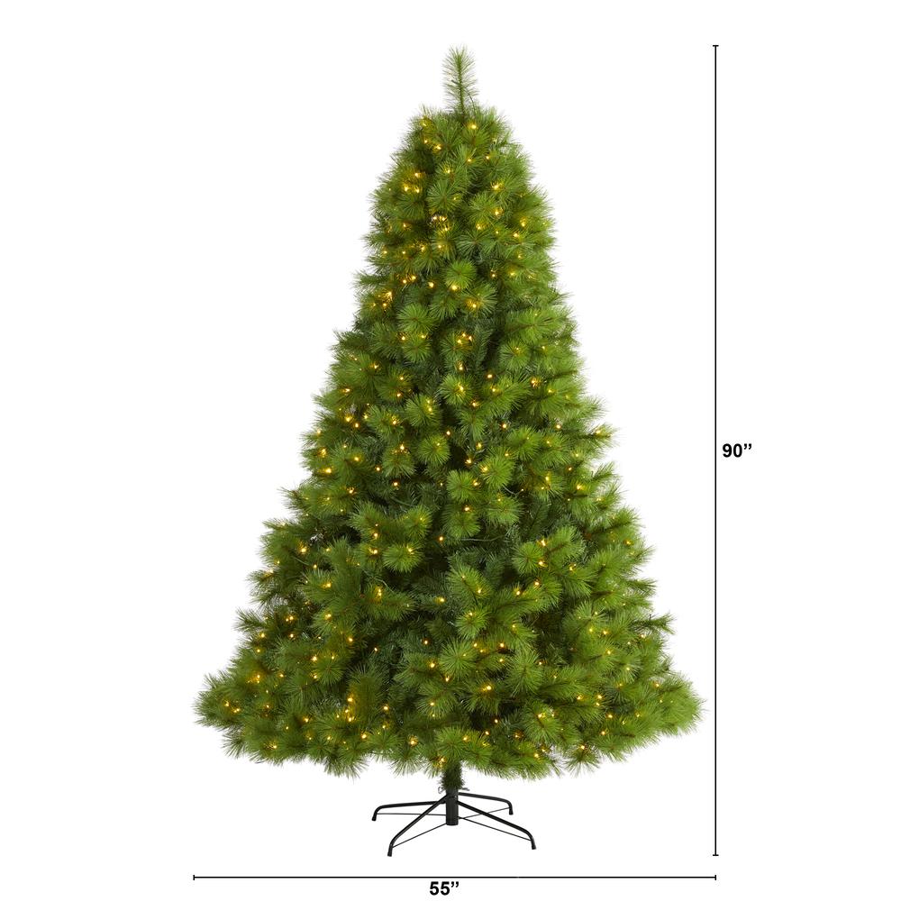 7.5ft. Green Scotch Pine Artificial Christmas Tree with 550 Clear LED Lights. Picture 2