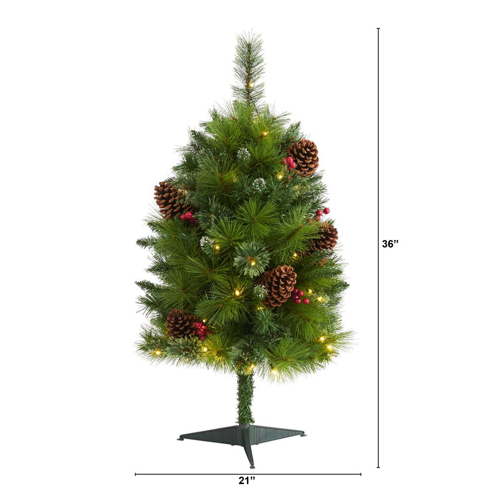 3ft. Montana Mixed Pine Artificial Christmas Tree with Pine Cones. Picture 2