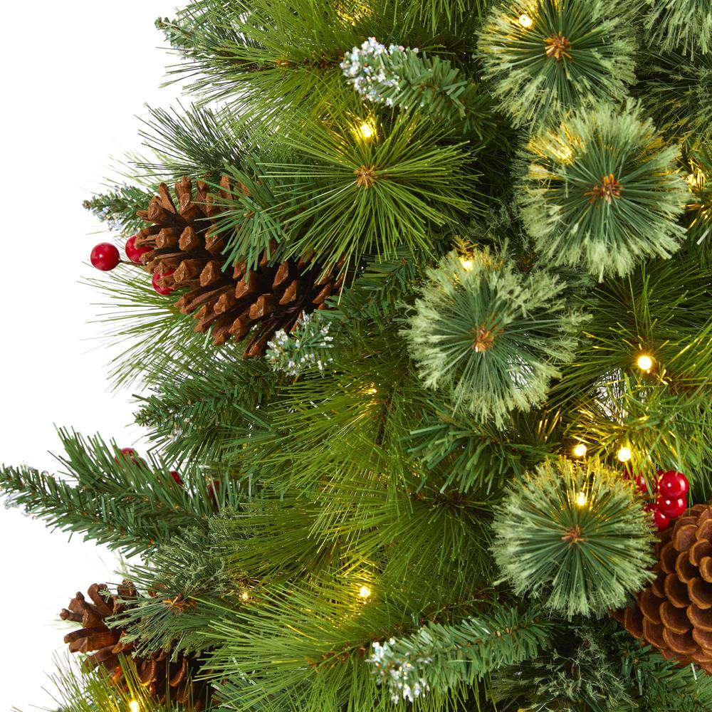 5ft. Montana Mixed Pine Artificial Christmas Tree with Pine Cones, Berries and 250 Clear LED Lights. Picture 3