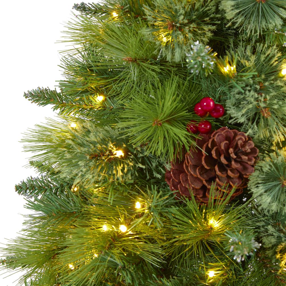 6ft. Montana Mixed Pine Artificial Christmas Tree with Pine Cones, Berries and 350 Clear LED Lights. Picture 4
