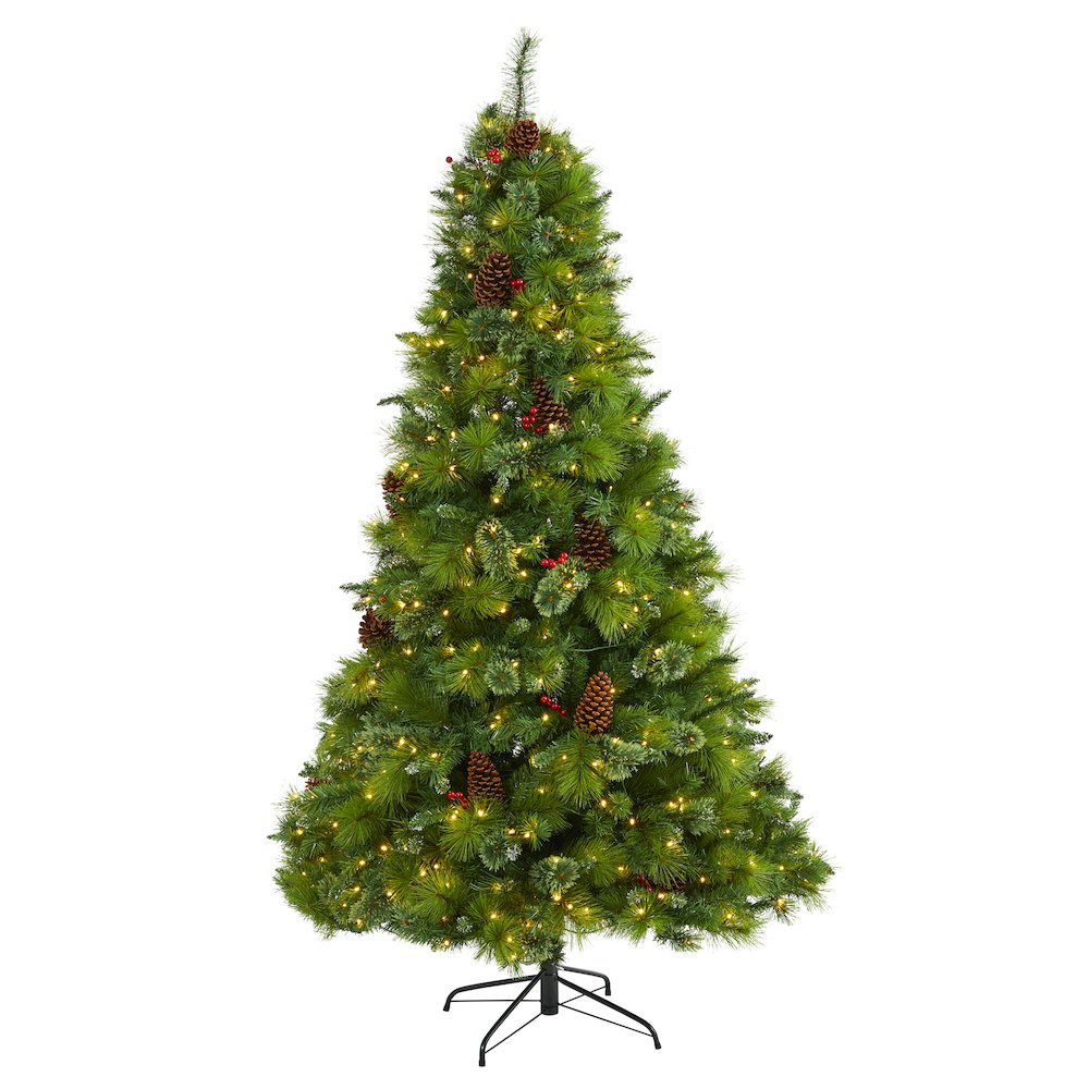 7ft. Montana Mixed Pine Christmas Tree with Pine Cones and 500 Clear LED Lights. Picture 1