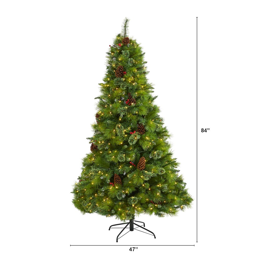 7ft. Montana Mixed Pine Christmas Tree with Pine Cones and 500 Clear LED Lights. Picture 2