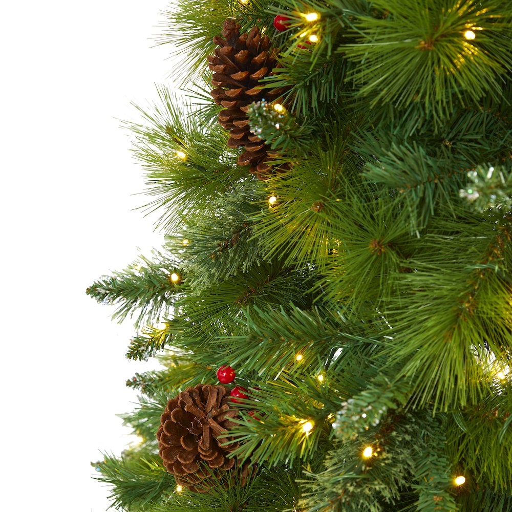 7ft. Montana Mixed Pine Christmas Tree with Pine Cones and 500 Clear LED Lights. Picture 3