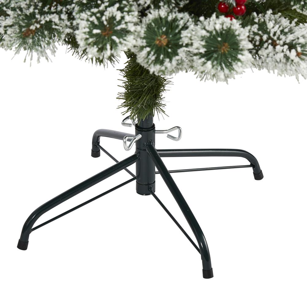 5ft. Frosted Swiss Pine Artificial Christmas Tree with 200 Clear LED Lights and Berries. Picture 4