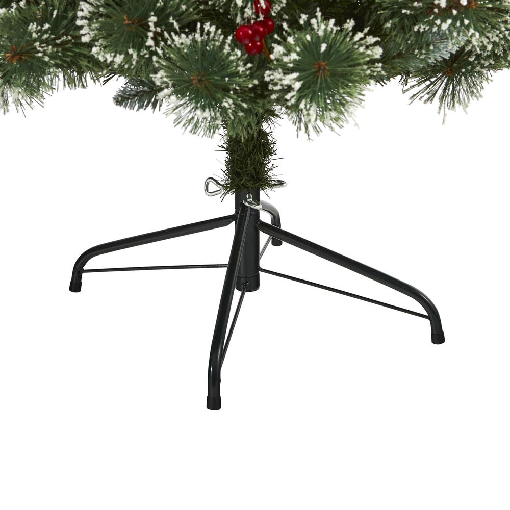 6ft. Frosted Swiss Pine Artificial Christmas Tree with 300 Clear LED Lights and Berries. Picture 5