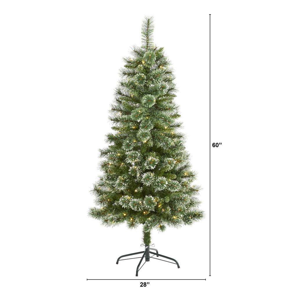 5ft. Wisconsin Slim Snow Tip Pine Artificial Christmas Tree with 150 Clear LED Lights. Picture 2