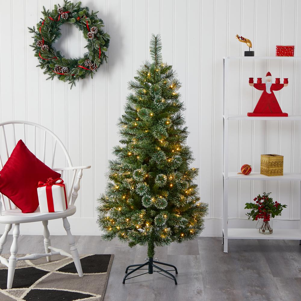5ft. Wisconsin Slim Snow Tip Pine Artificial Christmas Tree with 150 Clear LED Lights. Picture 7