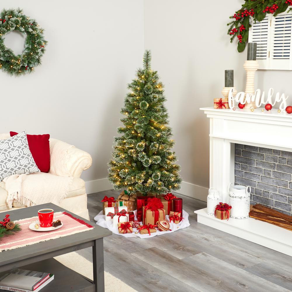 5ft. Wisconsin Slim Snow Tip Pine Artificial Christmas Tree with 150 Clear LED Lights. Picture 5