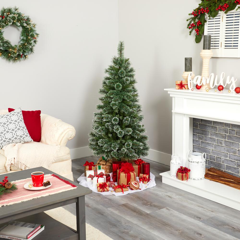 5ft. Wisconsin Slim Snow Tip Pine Artificial Christmas Tree with 150 Clear LED Lights. Picture 6