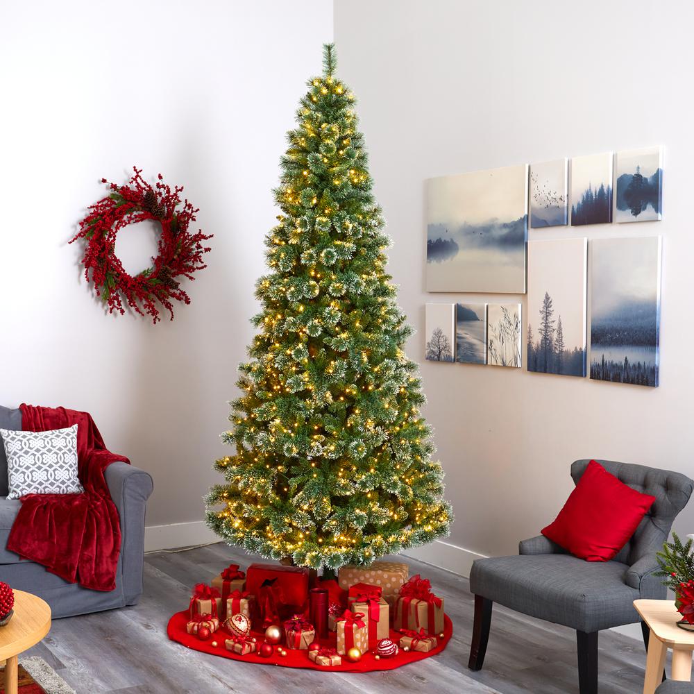 9ft. Wisconsin Slim Snow Tip Pine Artificial Christmas Tree with 800 Clear LED Lights. Picture 5