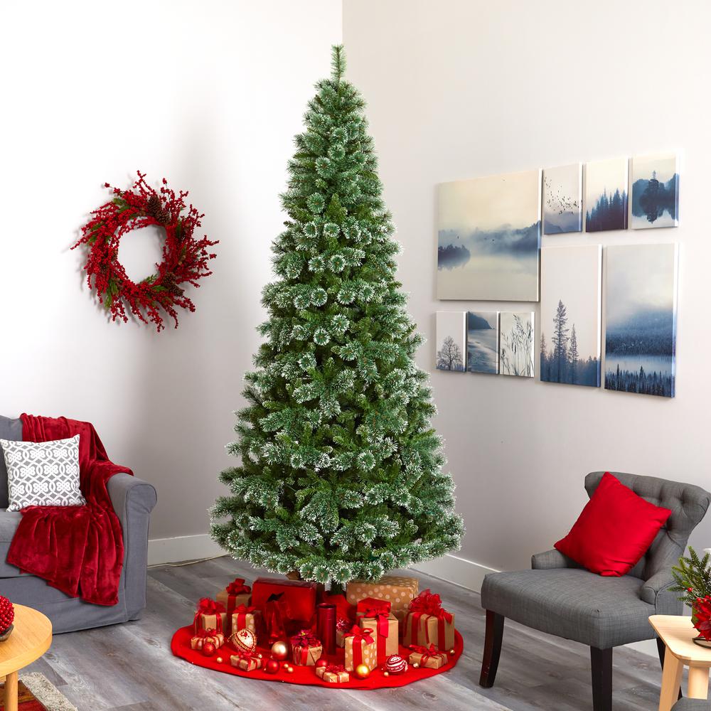 9ft. Wisconsin Slim Snow Tip Pine Artificial Christmas Tree with 800 Clear LED Lights. Picture 6