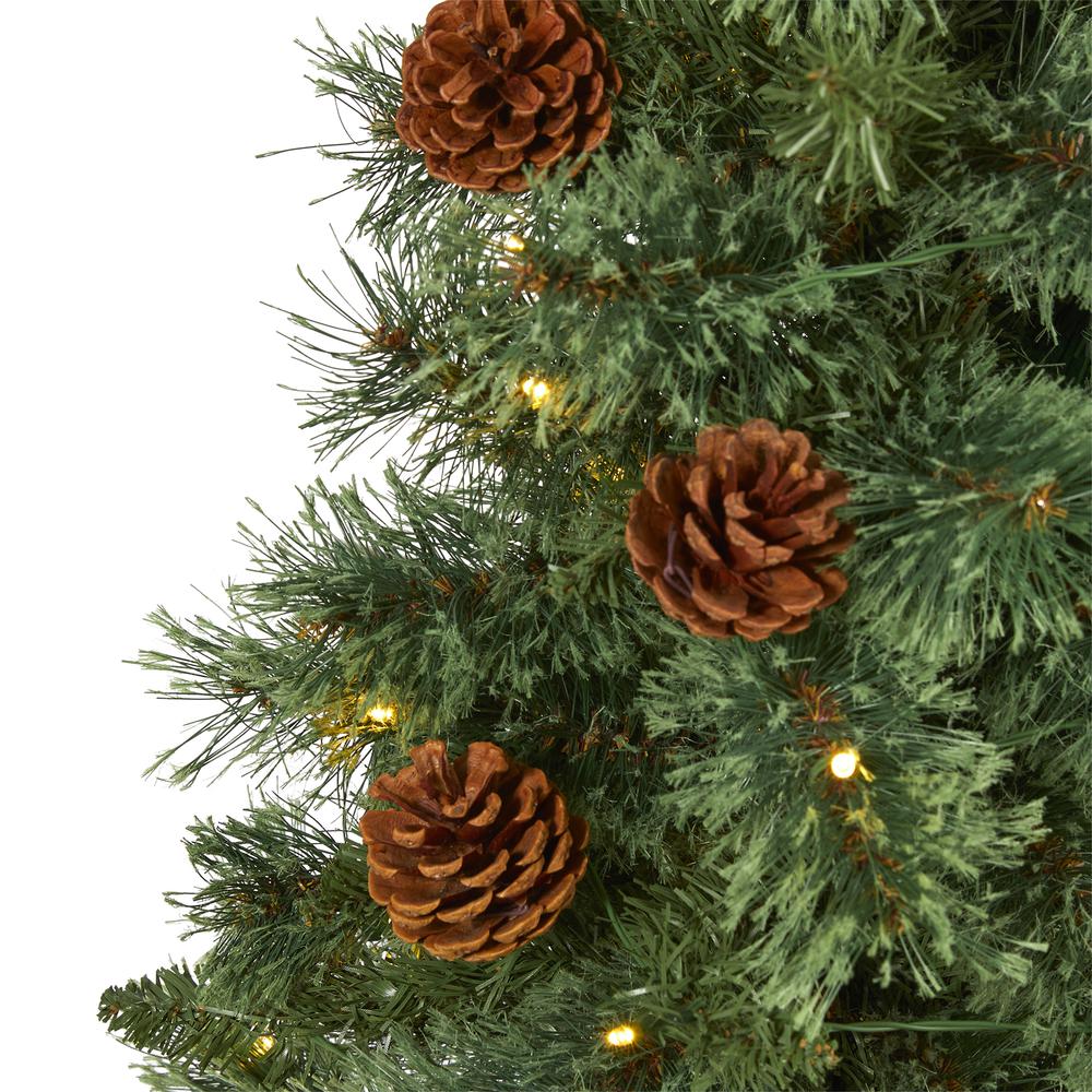 3ft. White Mountain Pine Artificial Christmas Tree with 50 Clear LED Lights and Pine Cones. Picture 4