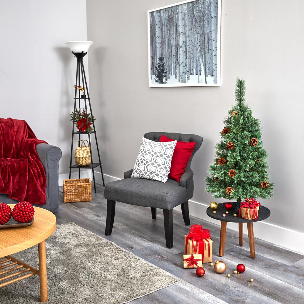 3ft. White Mountain Pine Artificial Christmas Tree with 50 Clear LED Lights and Pine Cones. Picture 6
