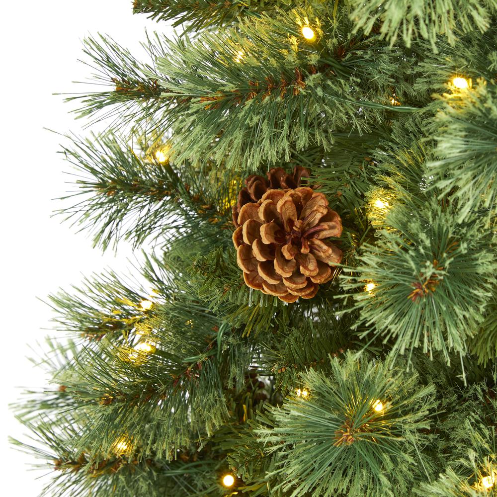5ft. White Mountain Pine Artificial Christmas Tree with 200 Clear LED Lights and Pine Cones. Picture 2