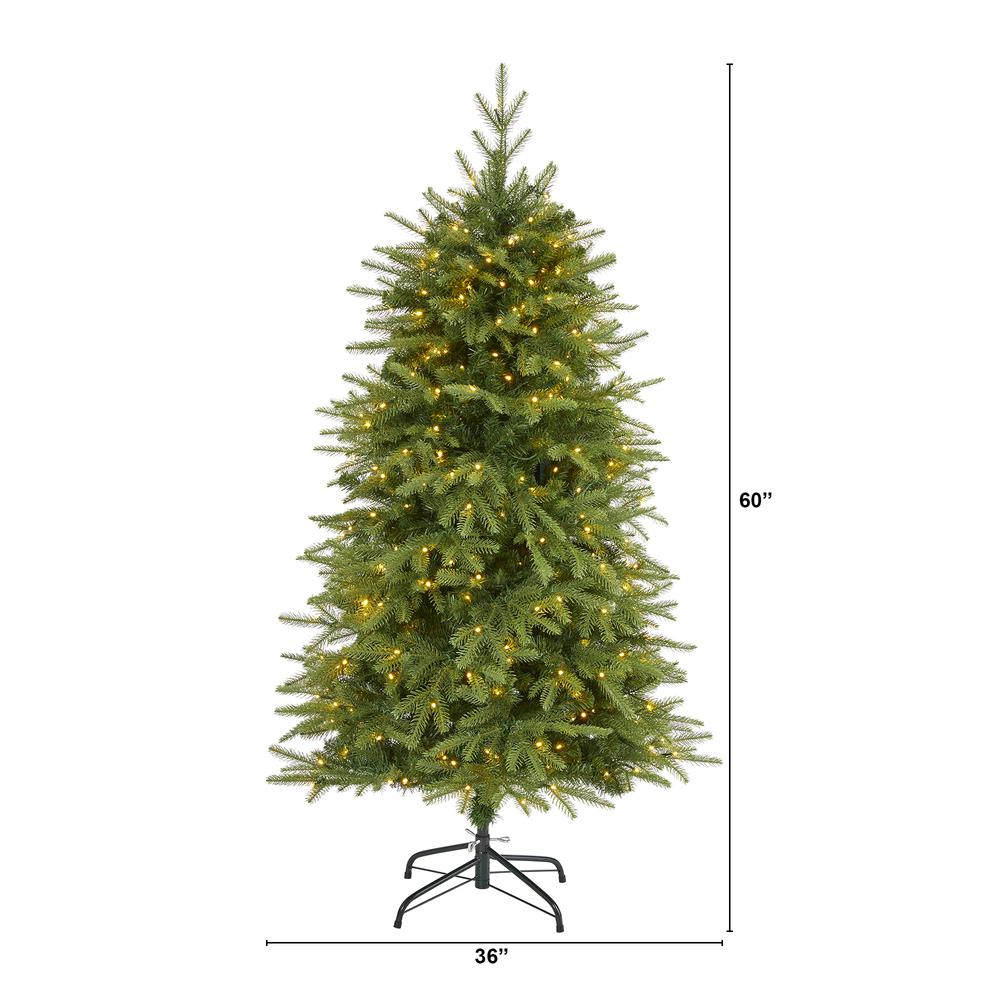 5ft. Vancouver Fir Natural Look Artificial Christmas Tree with 350 Clear LED Lights and 1054 Bendable Branches. Picture 1