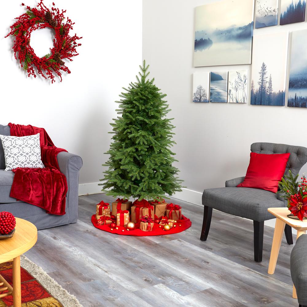 5ft. Vancouver Fir Natural Look Artificial Christmas Tree with 350 Clear LED Lights and 1054 Bendable Branches. Picture 7