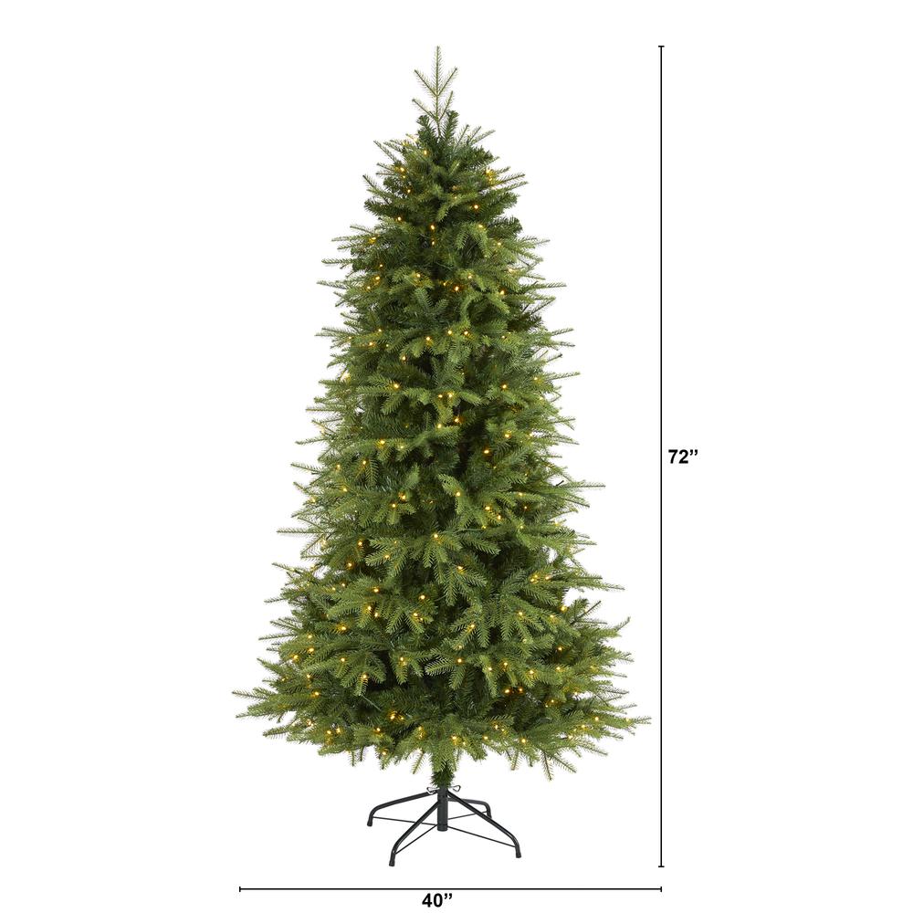 6ft. Vancouver Fir Natural Look Artificial Christmas Tree with 350 Clear LED Lights and 1870 Bendable Branches. Picture 1