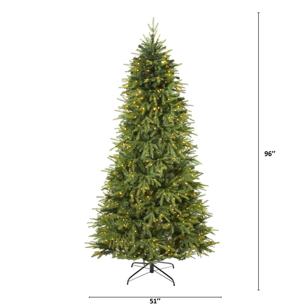 8ft. Vancouver Fir Natural Look Artificial Christmas Tree with 700 Clear LED Lights and 3470 Bendable Branches. Picture 1