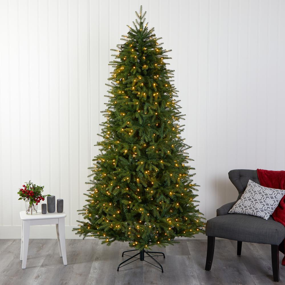 8ft. Vancouver Fir Natural Look Artificial Christmas Tree with 700 Clear LED Lights and 3470 Bendable Branches. Picture 8