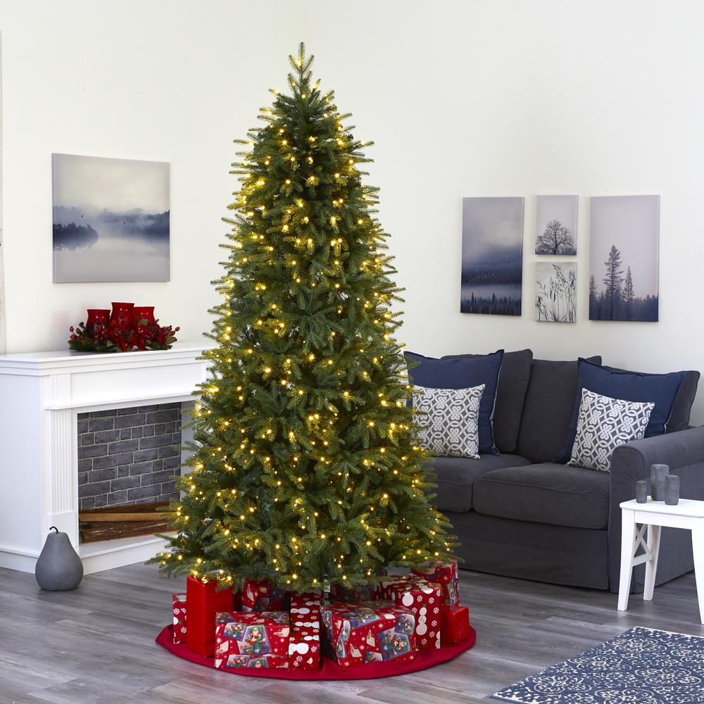 8ft. Vancouver Fir Natural Look Artificial Christmas Tree with 700 Clear LED Lights and 3470 Bendable Branches. Picture 7