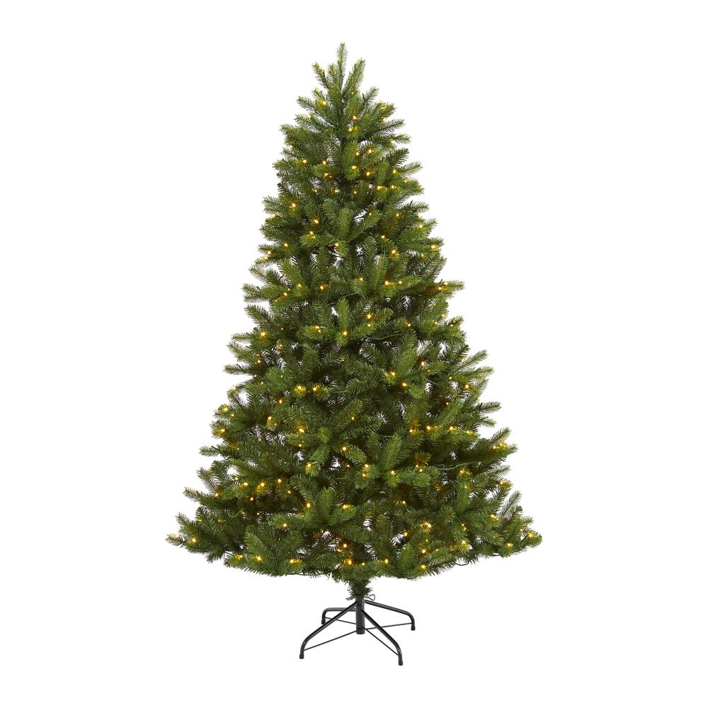 6ft. New Haven Spruce Natural Look Artificial Christmas Tree with 350 LED Lights. Picture 3