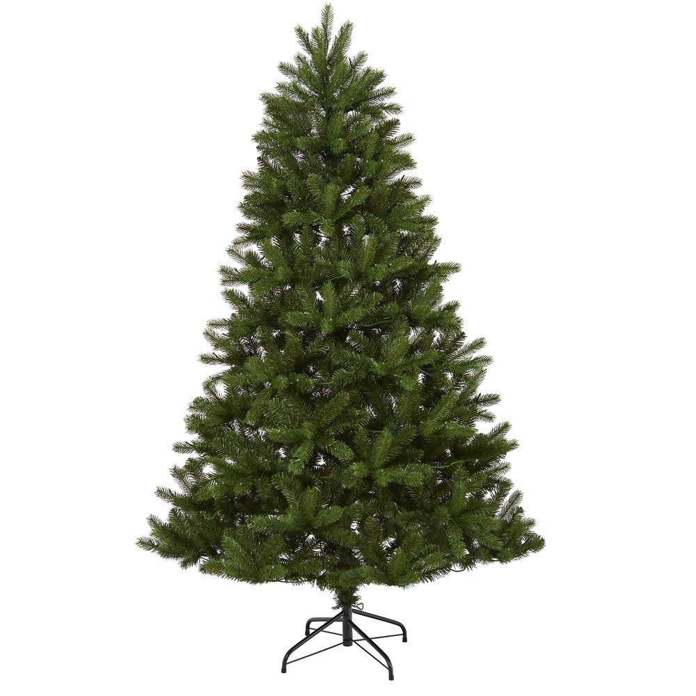 6ft. New Haven Spruce Natural Look Artificial Christmas Tree with 350 LED Lights. Picture 2