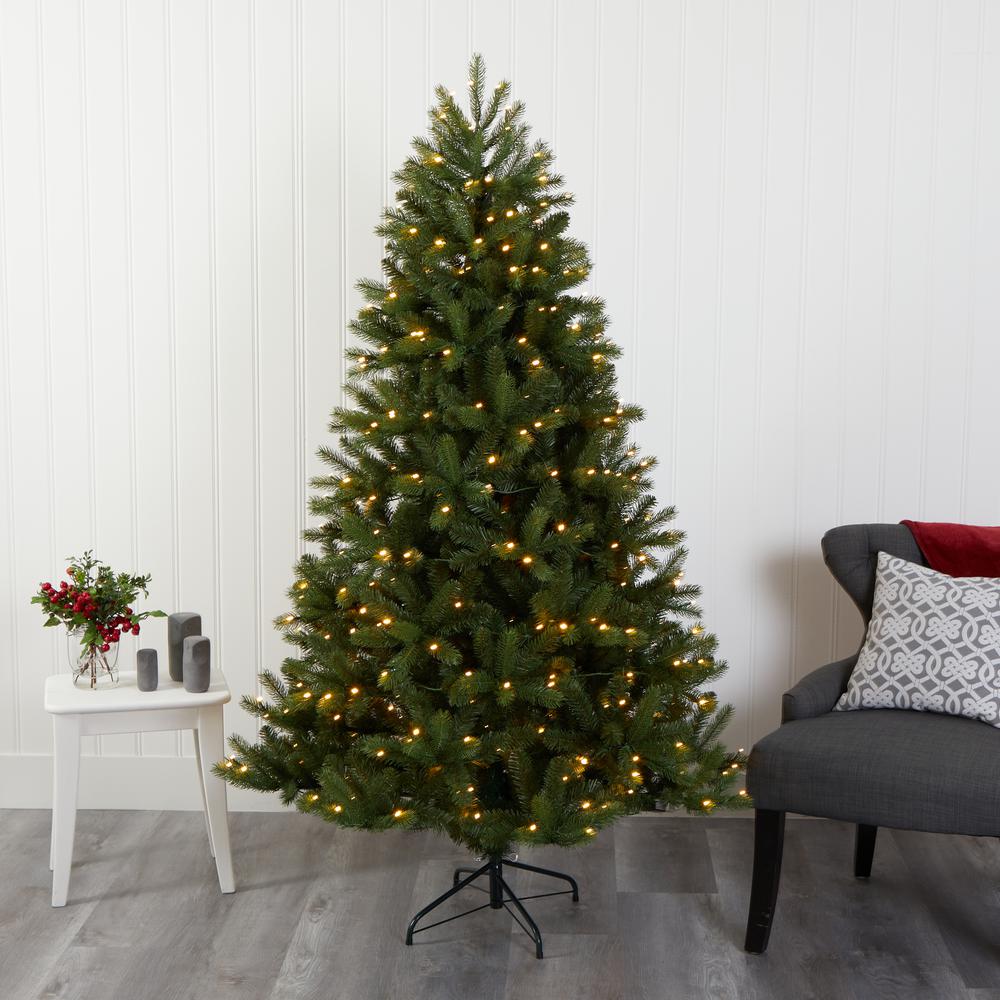 6ft. New Haven Spruce Natural Look Artificial Christmas Tree with 350 LED Lights. Picture 8