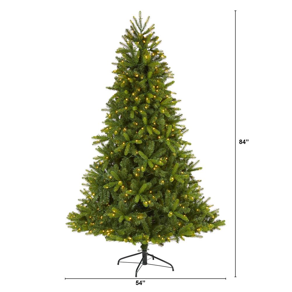 7ft. New Haven Spruce Natural Look Artificial Christmas Tree with 500 LED Lights. Picture 3