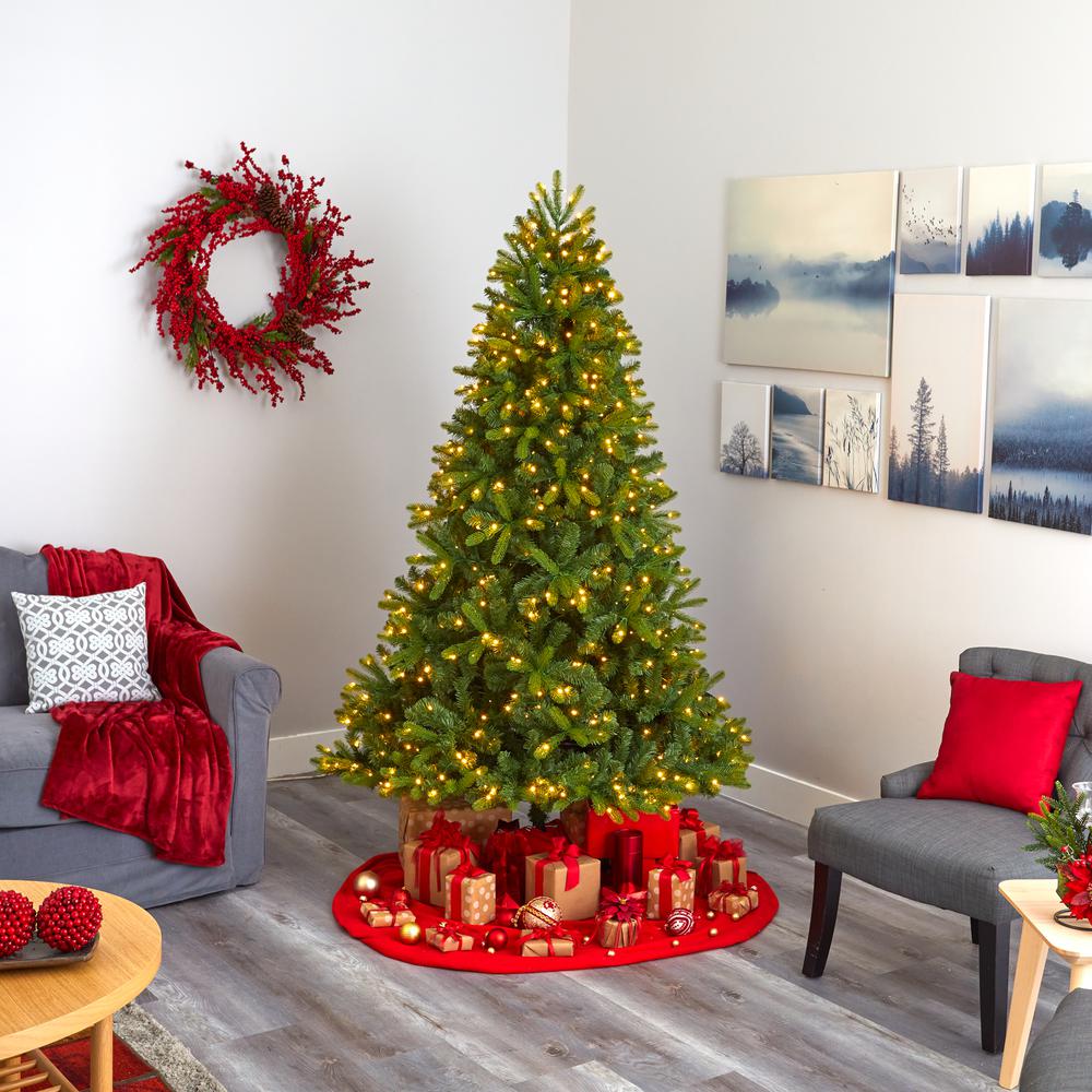 7ft. New Haven Spruce Natural Look Artificial Christmas Tree with 500 LED Lights. Picture 6