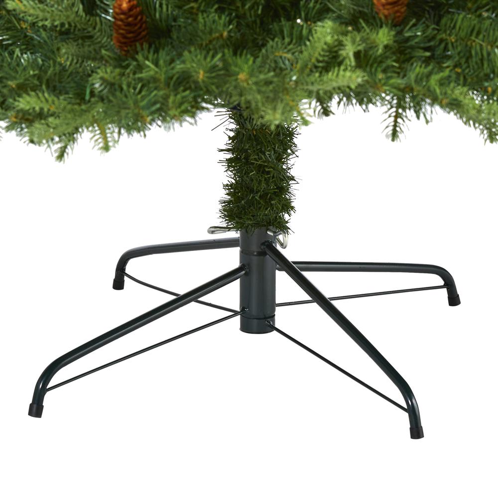 8ft. Wellington Spruce Natural Look Artificial Christmas Tree with 550 Clear LED Lights and Pine Cones. Picture 3