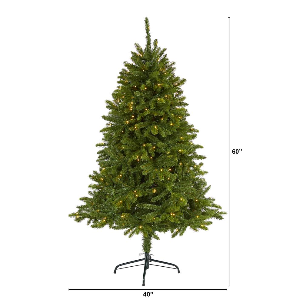 5ft. Sierra Spruce Natural Look Artificial Christmas Tree with 200 Clear LED Lights. Picture 1