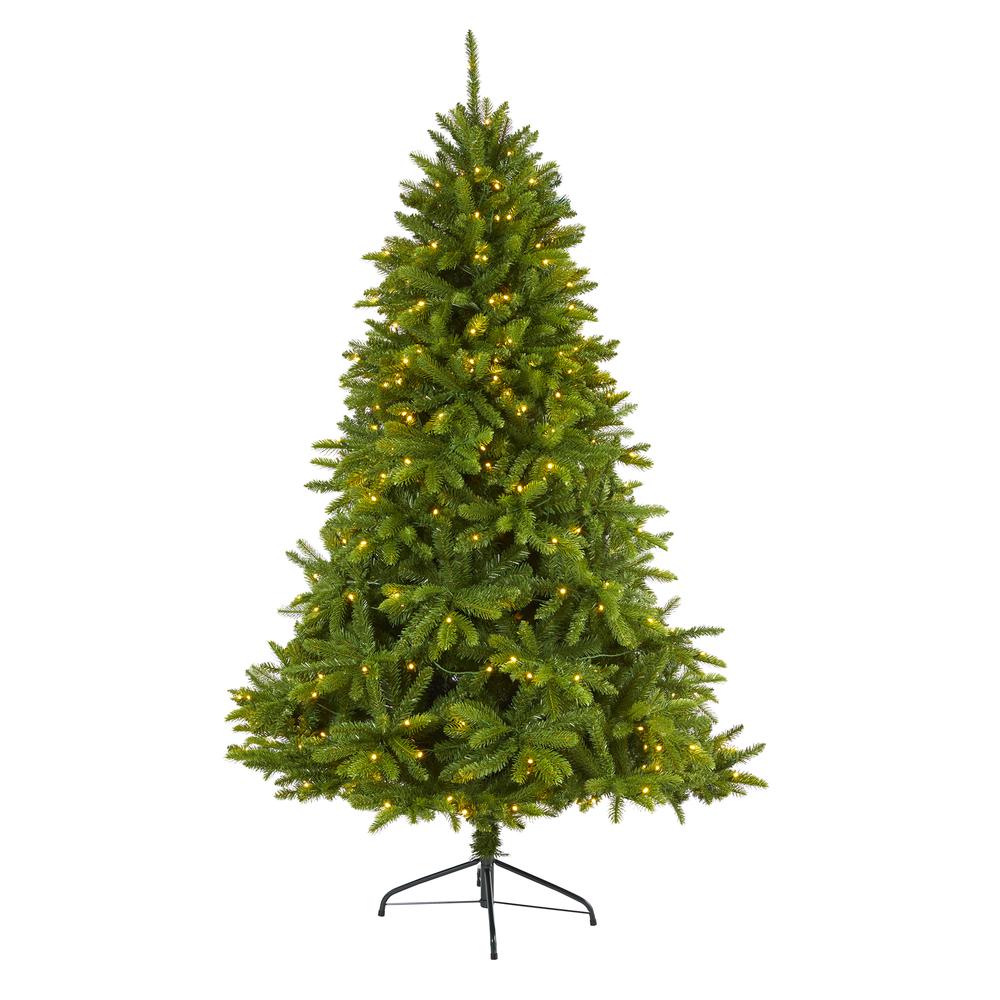 6ft. Sierra Spruce Natural Look Artificial Christmas Tree with 300 Clear LED Lights and 1357 Bendable Branches. Picture 3