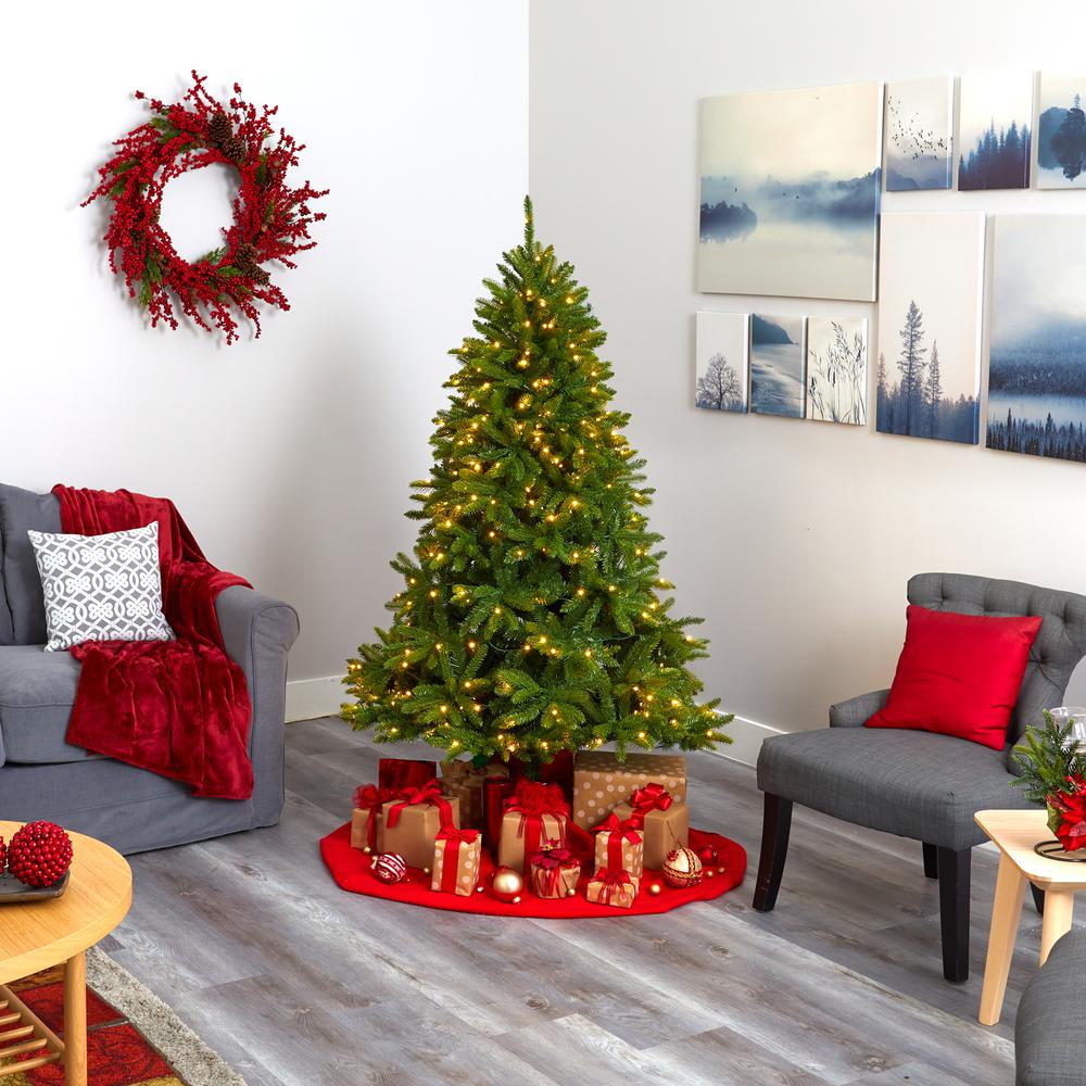 6ft. Sierra Spruce Natural Look Artificial Christmas Tree with 300 Clear LED Lights and 1357 Bendable Branches. Picture 5