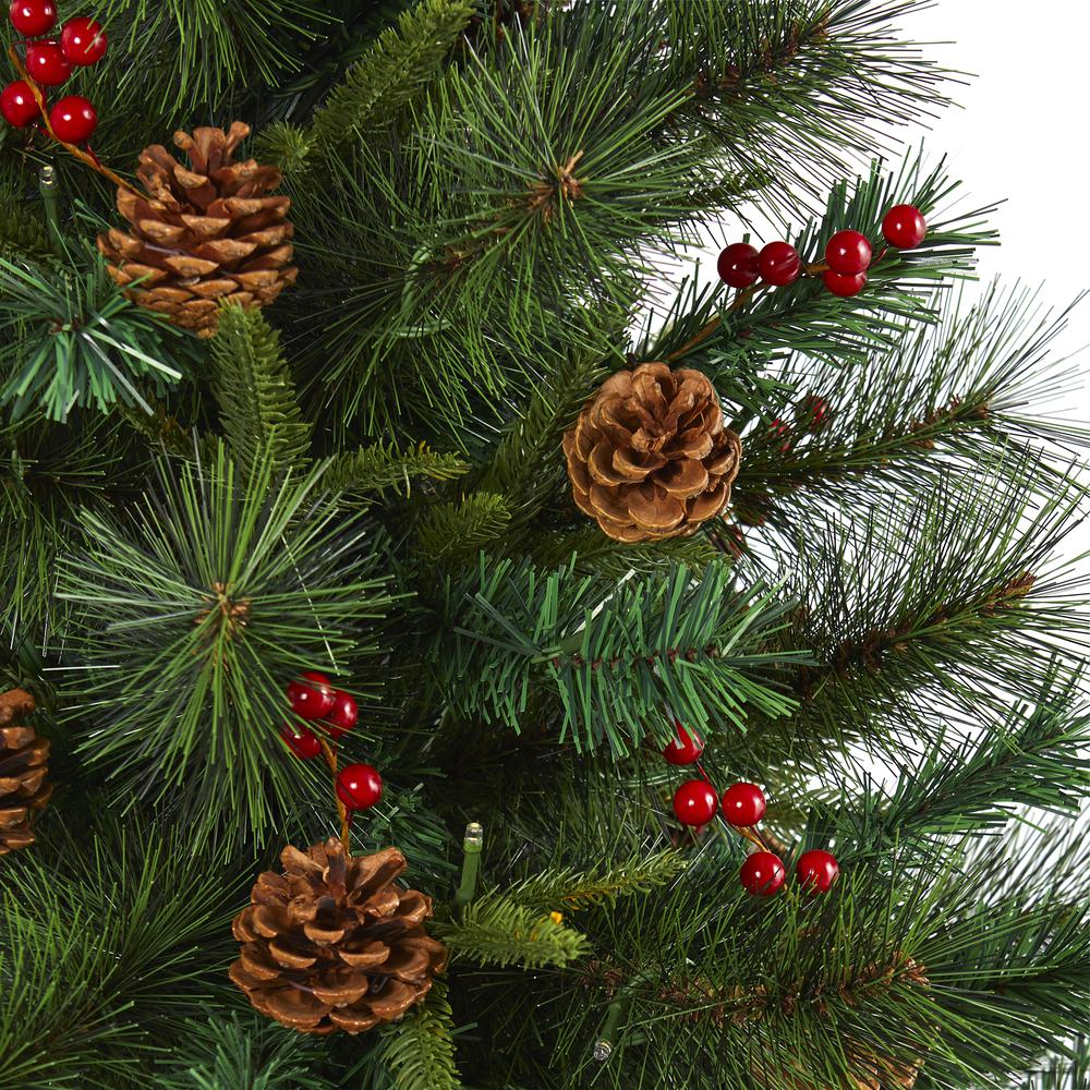 5ft. Mixed Pine Artificial Christmas Tree with 150 Clear LED Lights, Pine Cones and Berries. Picture 4