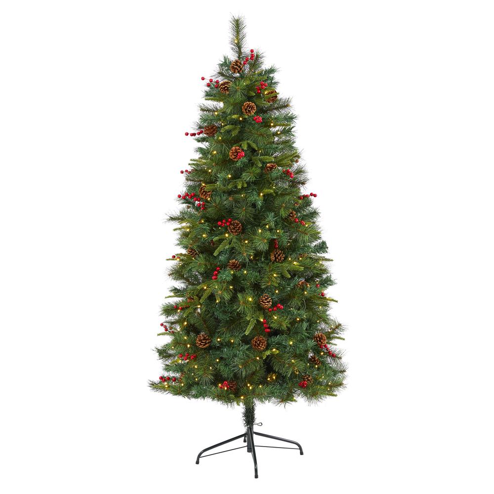 6ft. Mixed Pine Artificial Christmas Tree with 250 Clear LED Lights. Picture 1