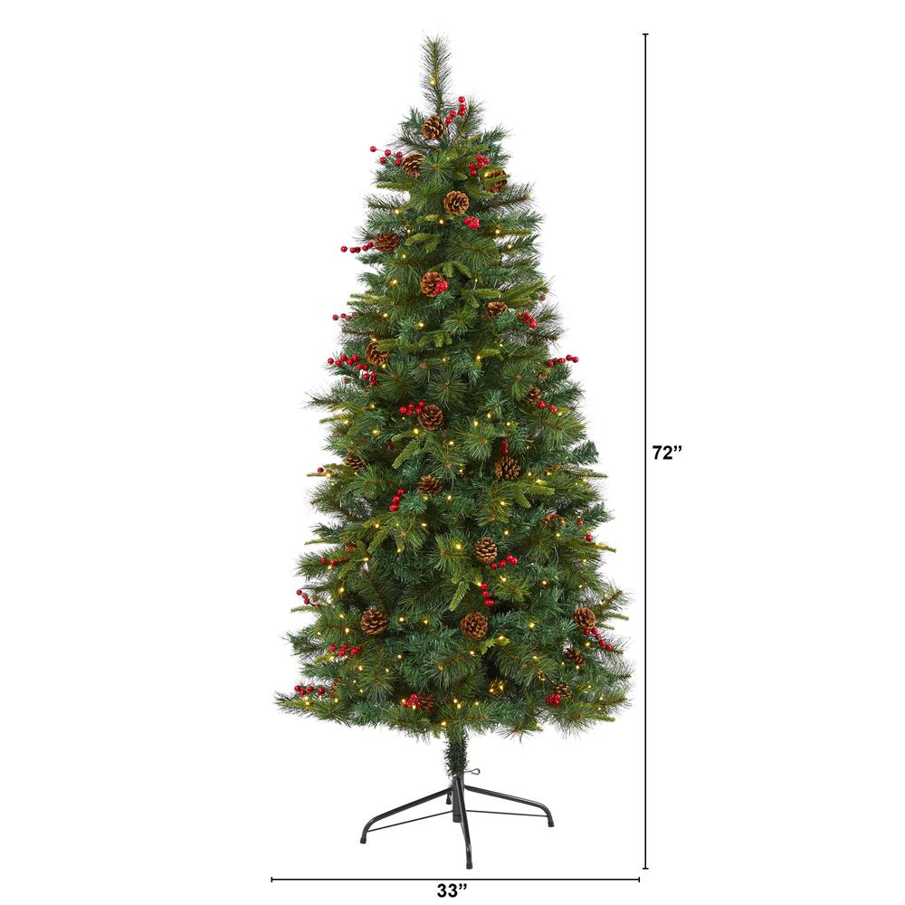 6ft. Mixed Pine Artificial Christmas Tree with 250 Clear LED Lights. Picture 2