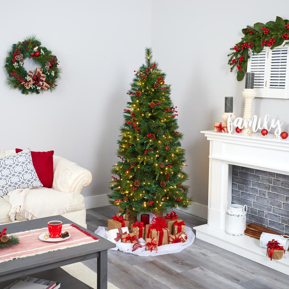 6ft. Mixed Pine Artificial Christmas Tree with 250 Clear LED Lights. Picture 6