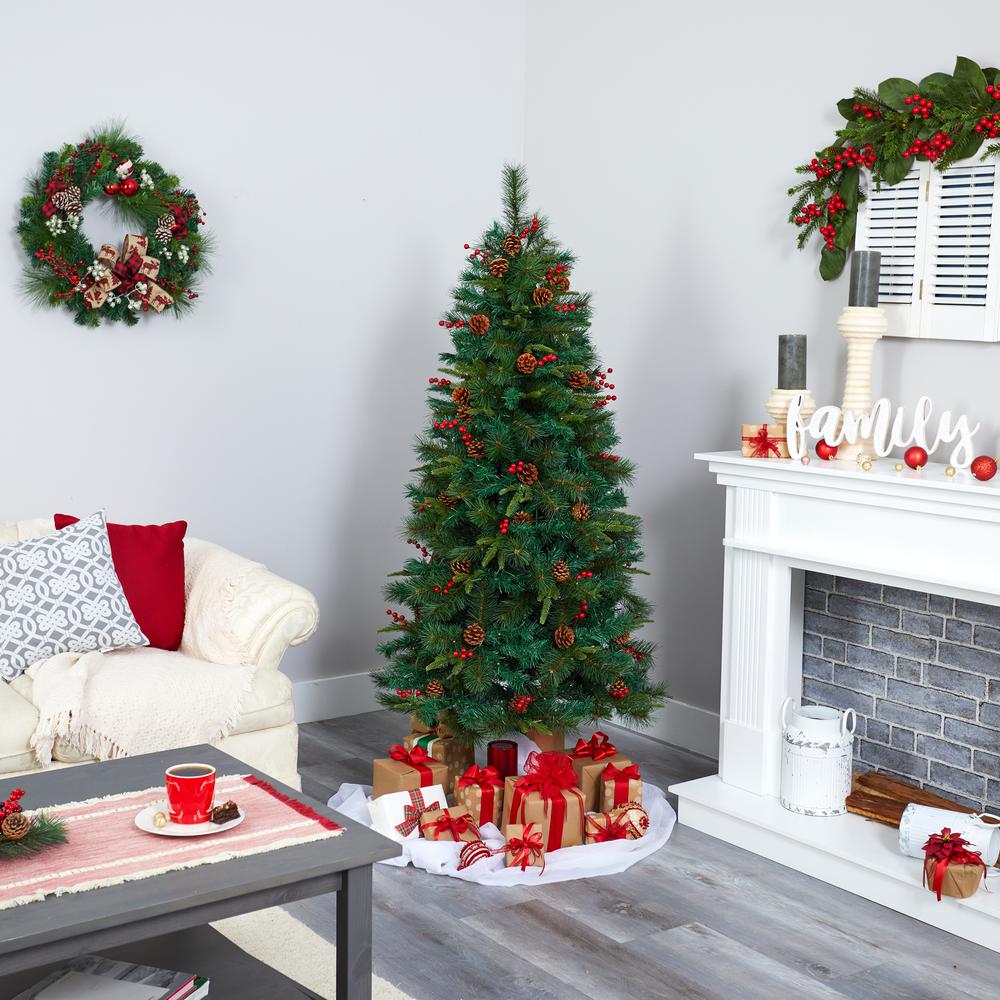 6ft. Mixed Pine Artificial Christmas Tree with 250 Clear LED Lights. Picture 7