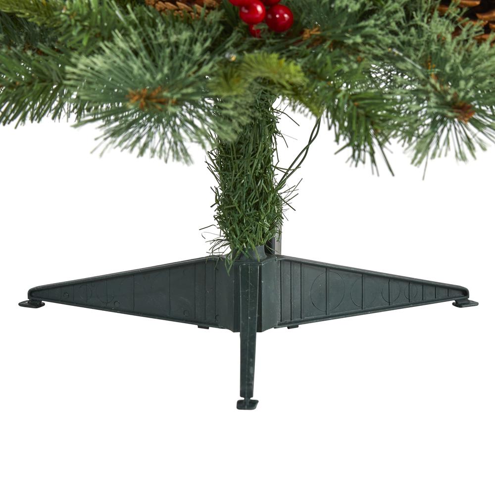 3ft. Norway Mixed Pine Artificial Christmas Tree with 50 Clear LED Lights, Pine Cones and Berries. Picture 4