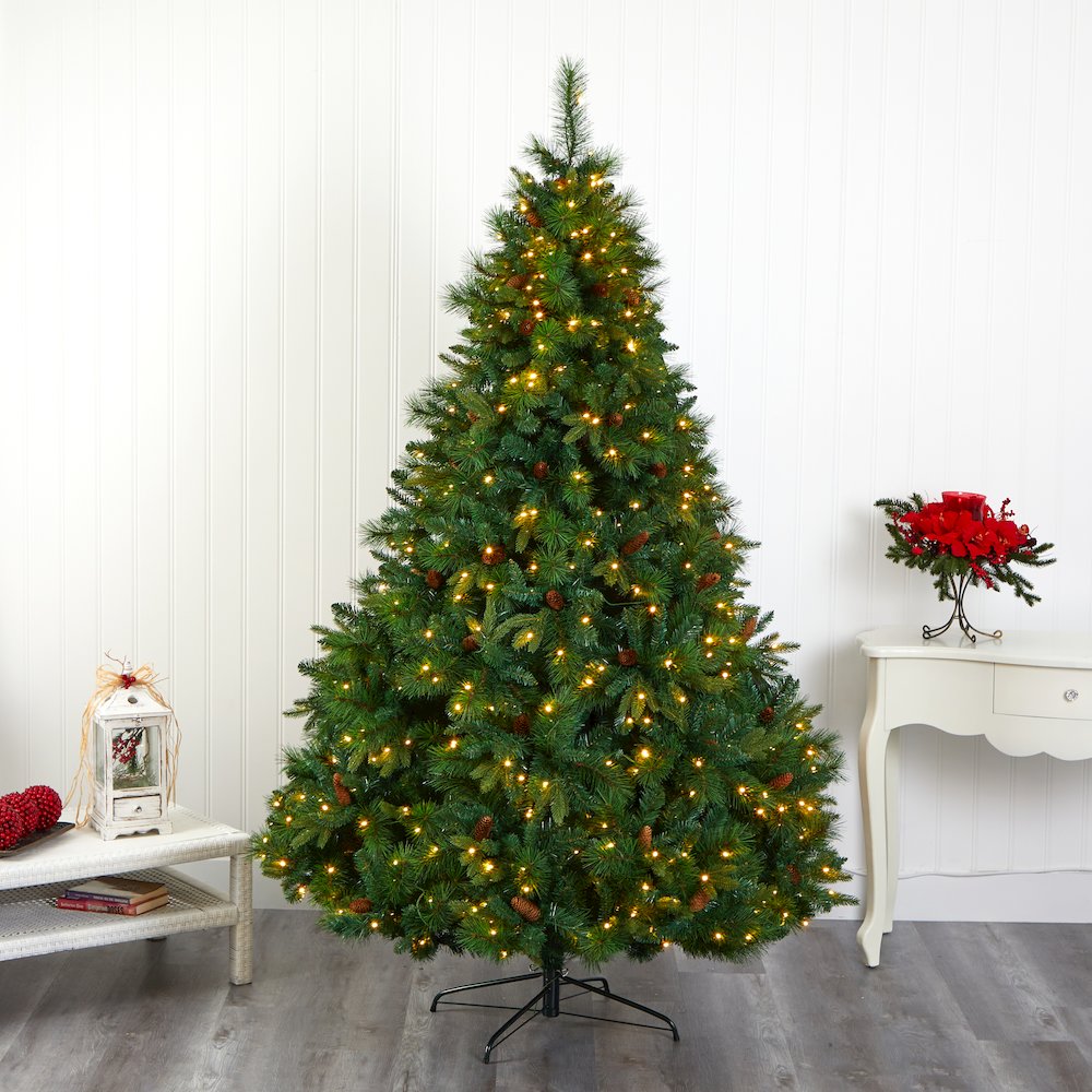 7.5ft. West Virginia Mixed Pine Christmas Tree with 600 Clear LED Lights. Picture 7