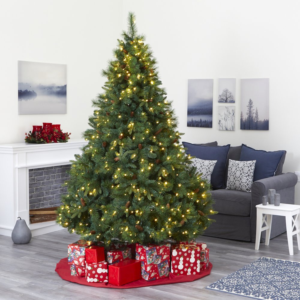 7.5ft. West Virginia Mixed Pine Christmas Tree with 600 Clear LED Lights. Picture 8