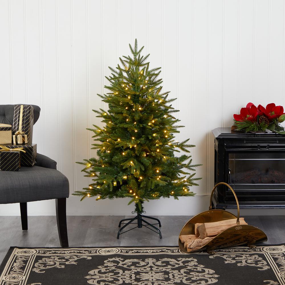 4ft. Colorado Mountain Fir Natural Look Artificial Christmas Tree with 150 Clear LED Lights. Picture 7