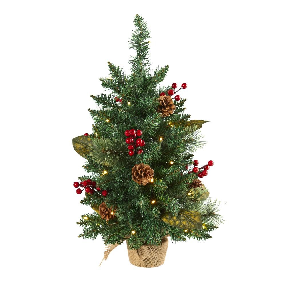 2ft. Pine, Pinecone and Berries Artificial Christmas Tree with 35 LED Lights and 86 Bendable Branches. Picture 4