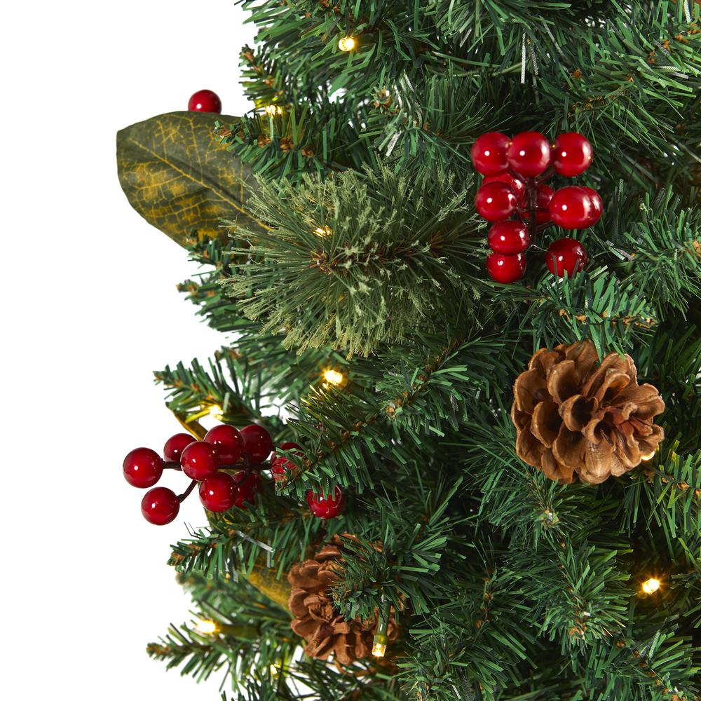2ft. Pine, Pinecone and Berries Artificial Christmas Tree with 35 LED Lights and 86 Bendable Branches. Picture 2