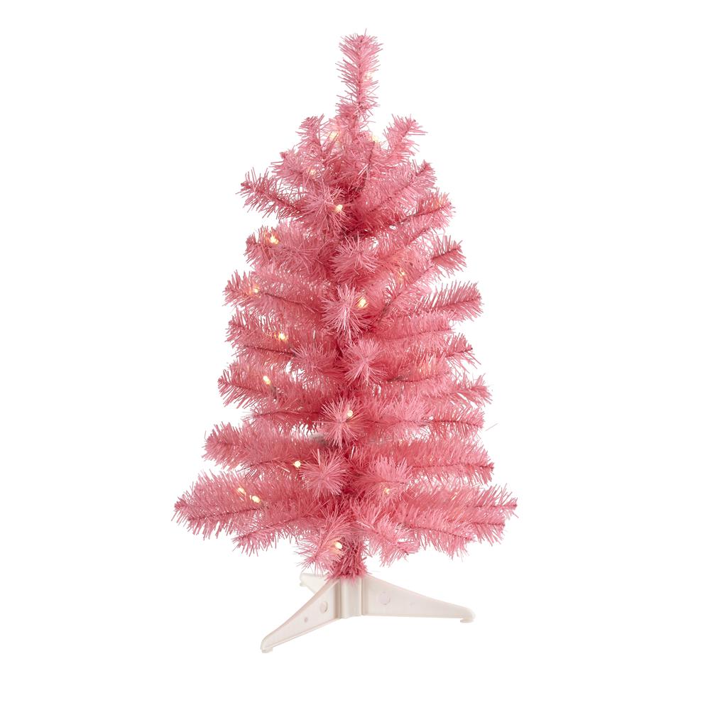 2ft. Pink Artificial Christmas Tree with 35 LED Lights and 72 Bendable Branches. Picture 5
