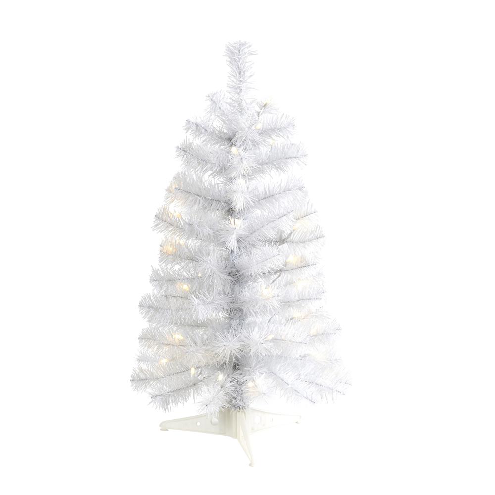 2ft. White Artificial Christmas Tree with 35 LED Lights and 72 Bendable Branches. Picture 6