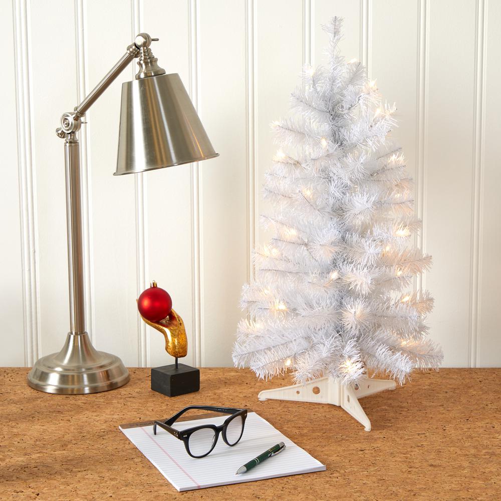 2ft. White Artificial Christmas Tree with 35 LED Lights and 72 Bendable Branches. Picture 5