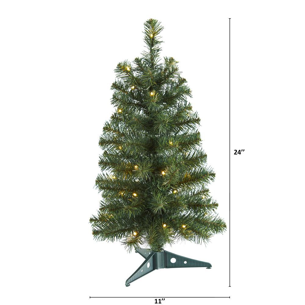 2ft. Green Artificial Christmas Tree with 35 LED Lights and 72 Bendable Branches. Picture 2